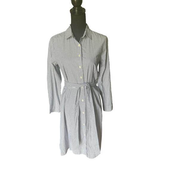 J by J.Crew Tie-Waist Shirt Dress – Blue, Size 8 - Picture 1 of 8